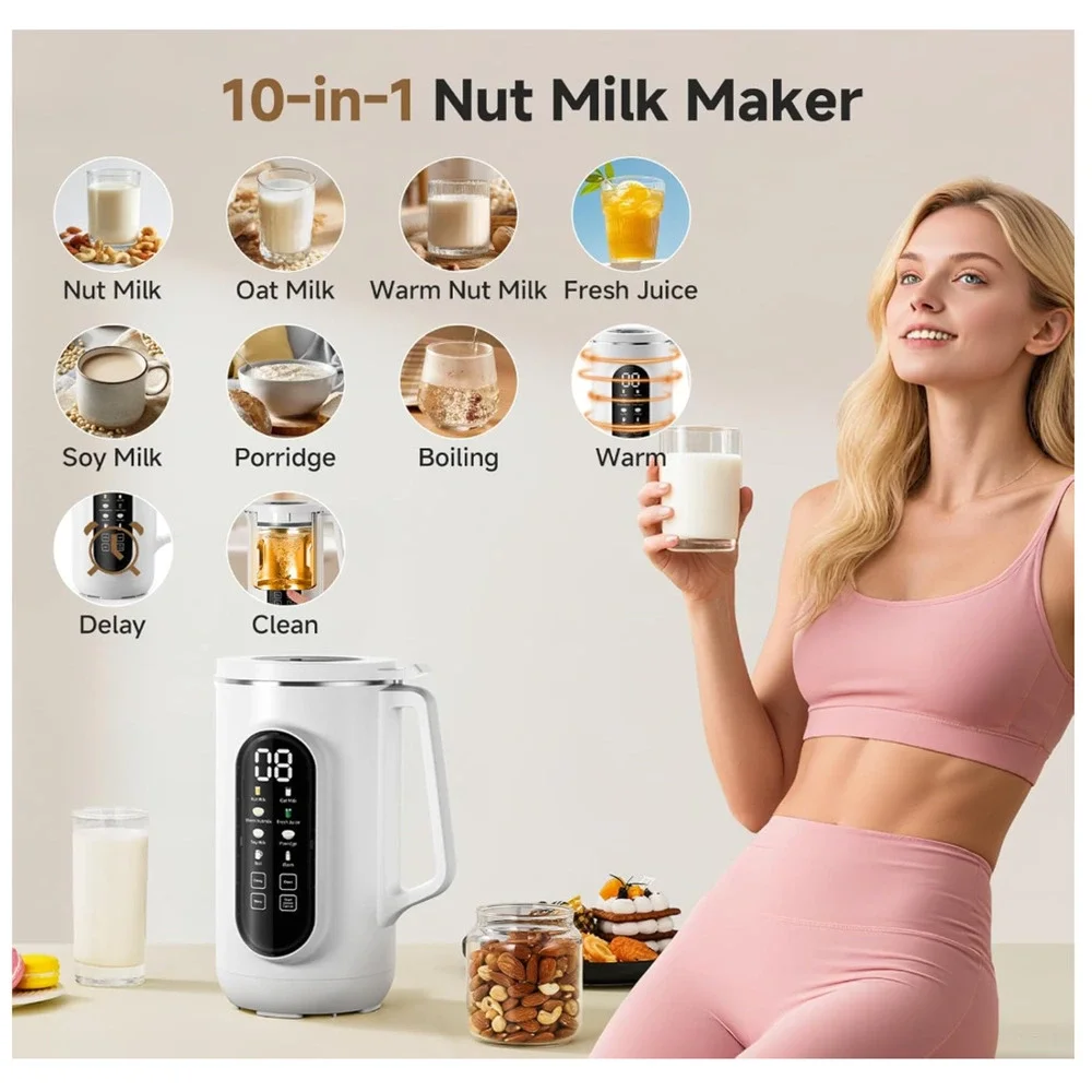 Amzchef 10 in 1 Nut Milk Maker Almond Oat Soy Fresh Juice Delay Timer Warmer NEW